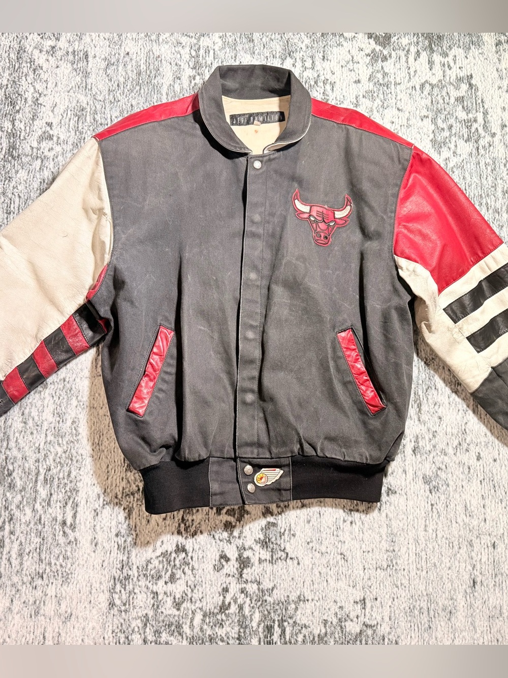 Hamilton Black, Red & Cream Chicago Bulls Bomber Jacket